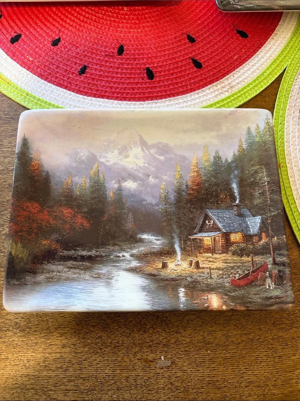 Thomas Kinkade Wall Plaques in Brown, Green, Red, Blue